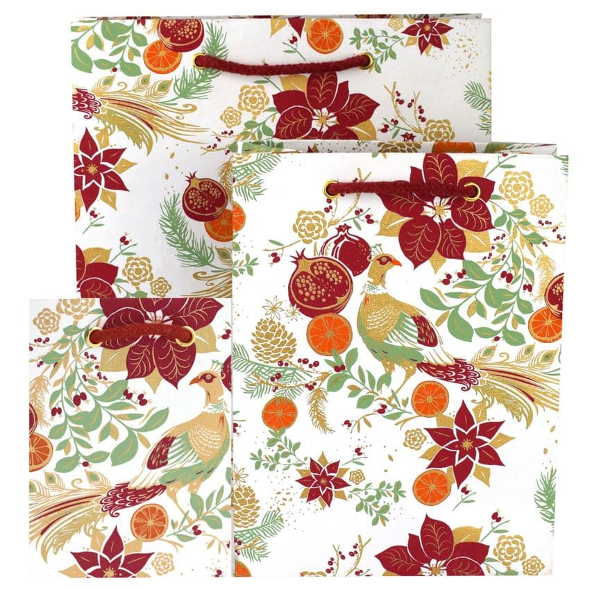 V47531; V47524; V47517 - Winter Peacock Bags 10/PK