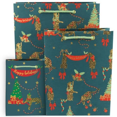 V47630; V47623; V47616 - Festive Leopard Bags 10/PK