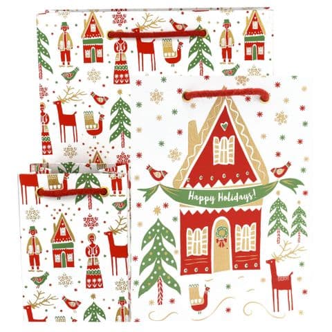V47678; V47661; V47654 - Scandi Christmas Bags 10/PK