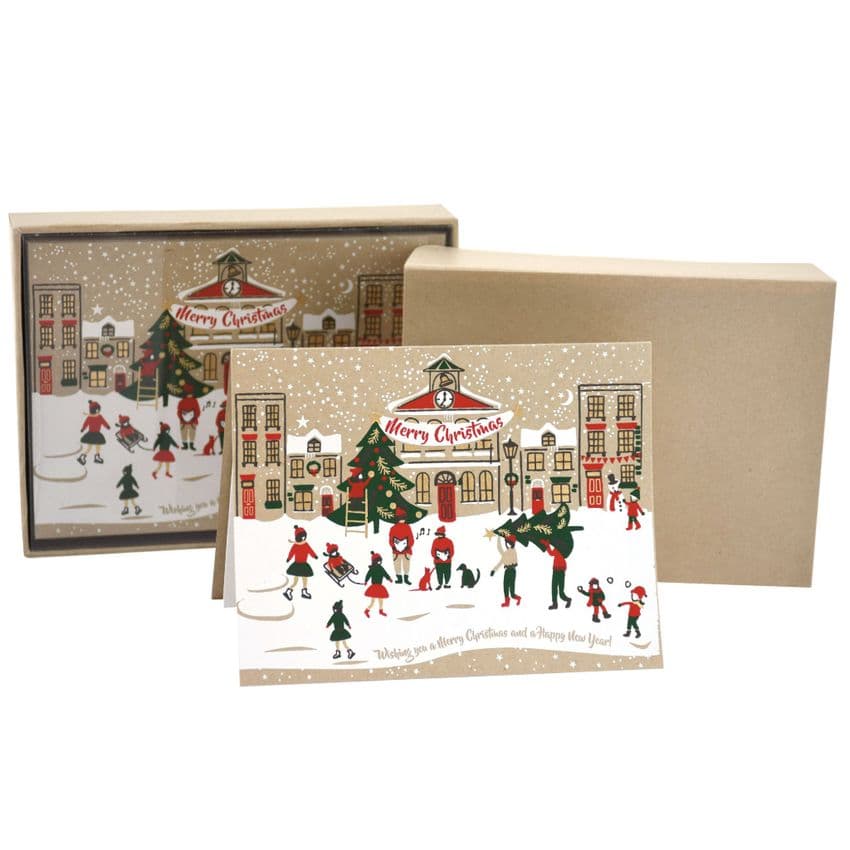 V48095 - Xmas Town Note Cards Set of 8 6/PK