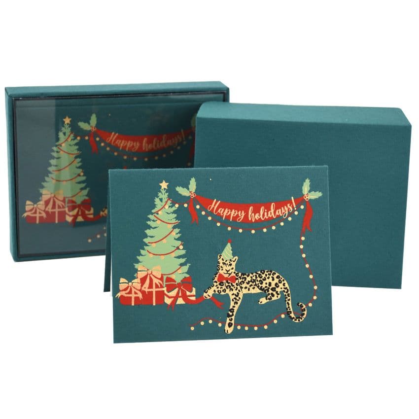 V48125 - Festive Leopard Note Cards Set of 8 6/PK