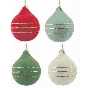V48156 - Paper Mache Round Ornaments Set of 4 4/PK