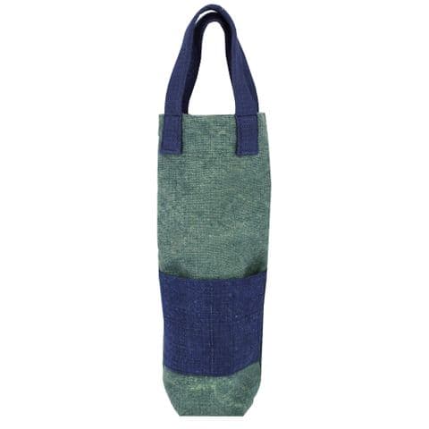 V48200 - Washed Jute Viridian Blue Bottle Bag 4/PK