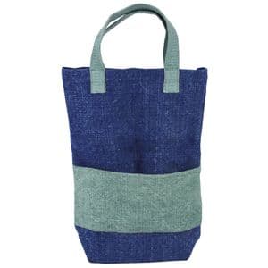 V48217 - Washed Jute Navy Double Bottle Bag 4/PK