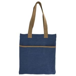 V48248 - Washed Jute Denim Blue Market Bag 4/PK