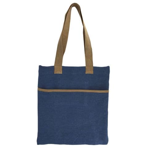 V48248 - Washed Jute Denim Blue Market Bag 4/PK