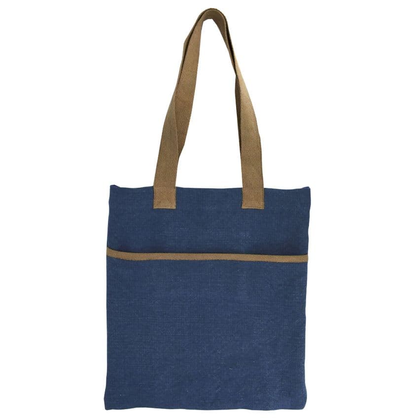 V48248 - Washed Jute Denim Blue Market Bag 4/PK