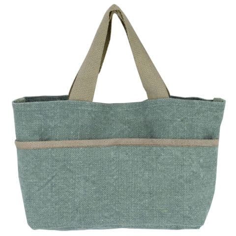V48262 - Washed Jute Blue Grab & Go Tote Bag 4/PK