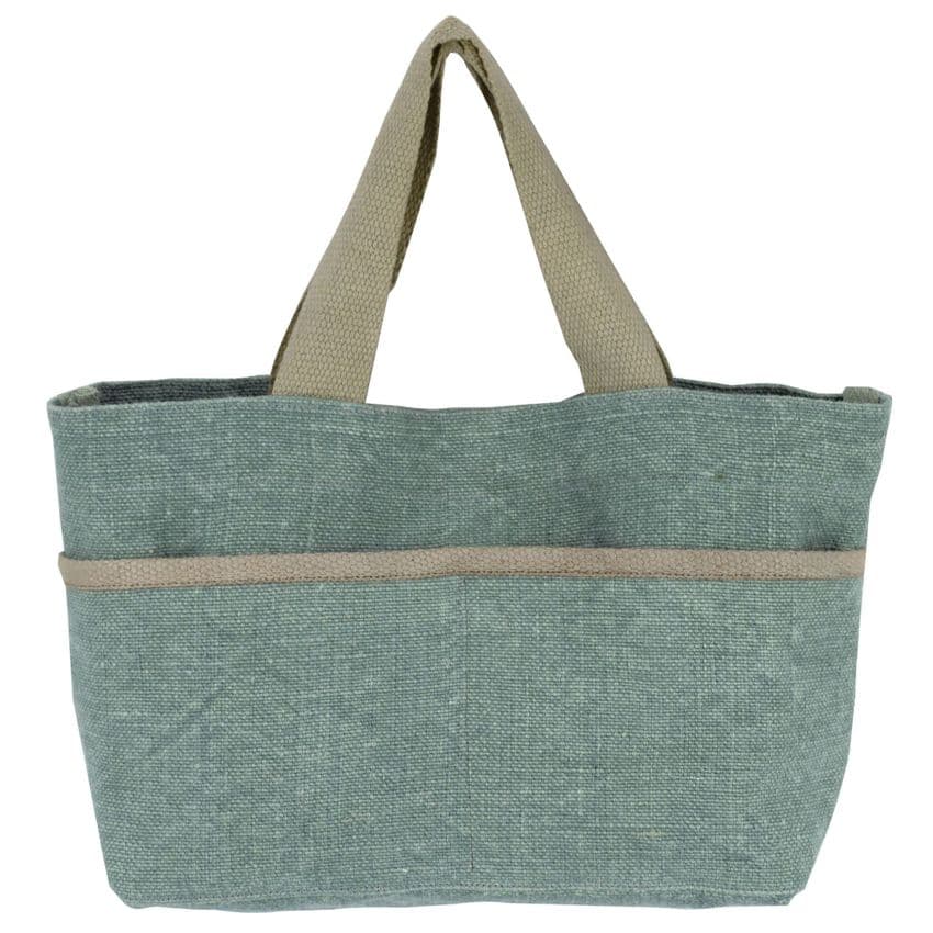 V48262 - Washed Jute Blue Grab & Go Tote Bag 4/PK