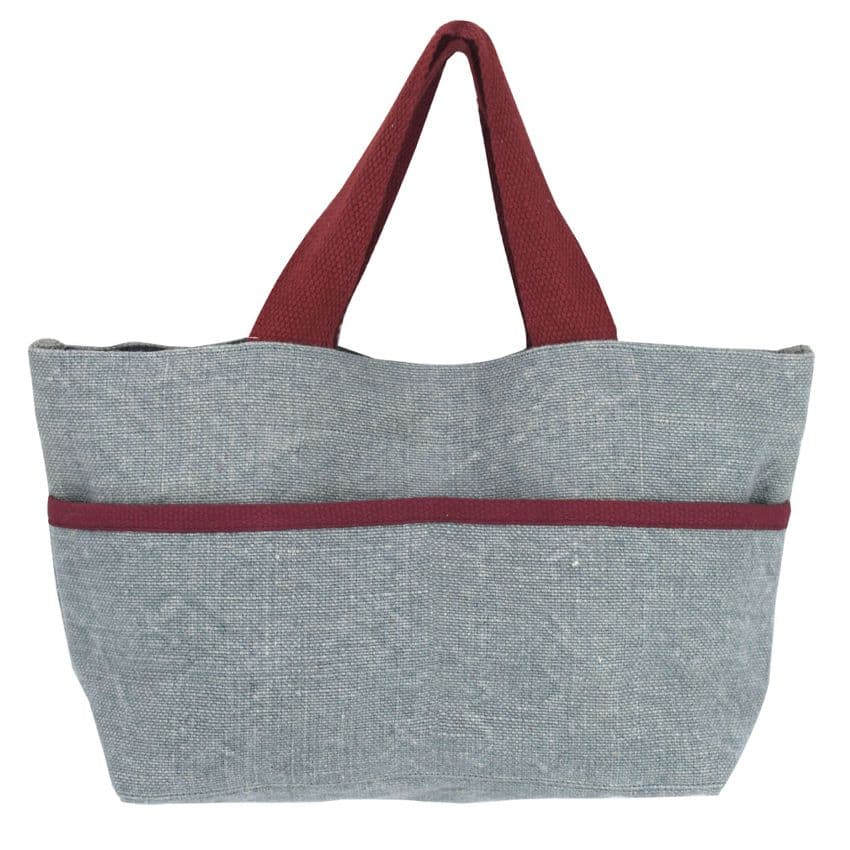 V48286 - Washed Jute Sea Blue Grab & Go Tote Bag 4/PK