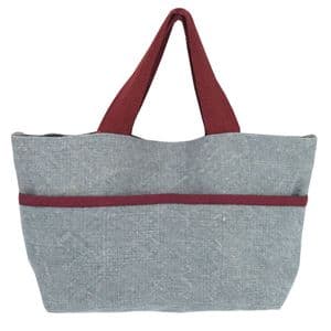 V48286 - Washed Jute Sea Blue Grab & Go Tote Bag 4/PK