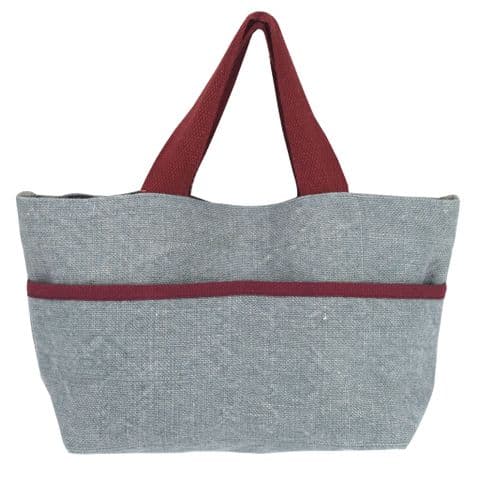 V48286 - Washed Jute Sea Blue Grab & Go Tote Bag 4/PK