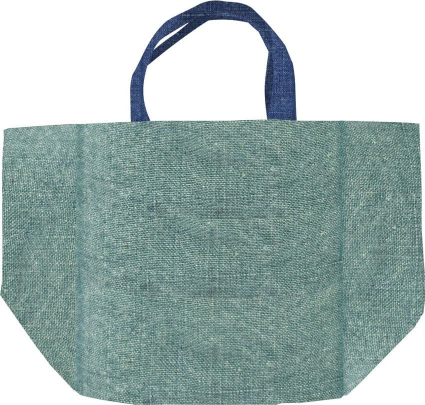 V48330 - Washed Jute Teal 6 Pocket Tote 4/PK