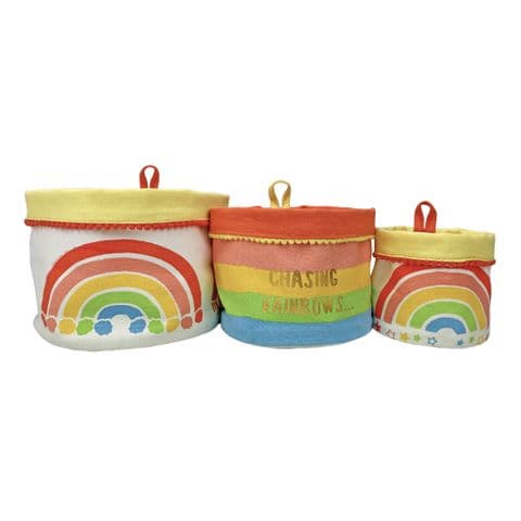 V48842 - Rainbow Canvas Storage Pots S/3 4/PK