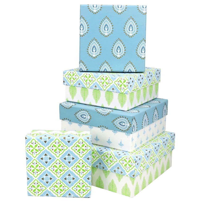 V49092 - Indian Summer Sq Nest of 5 Gift Boxes 1/PK