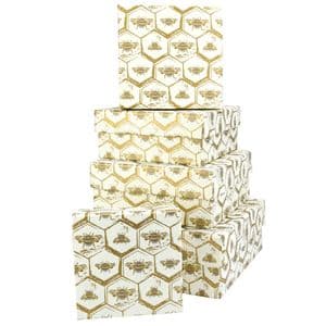 V49245 - Bees Sq Nest of 5 Gift Boxes 1/PK