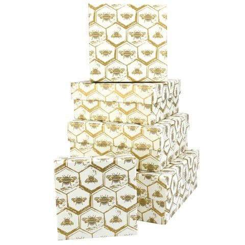 V49245 - Bees Sq Nest of 5 Gift Boxes 1/PK
