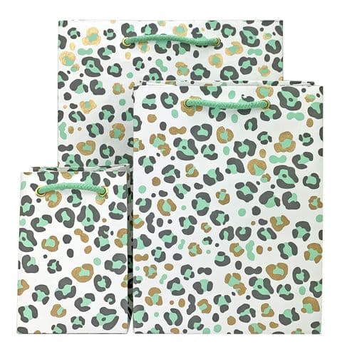 V49504; V49498; V49481 - Mint Leopard Gift Bag GBG374.00/43 10/PK
