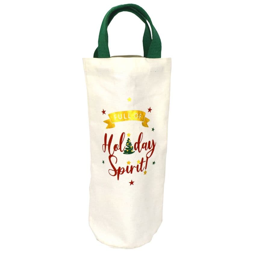 V49658 - Holiday Spirit' Washed Canvas Bottle Tote - CBB441 6PK