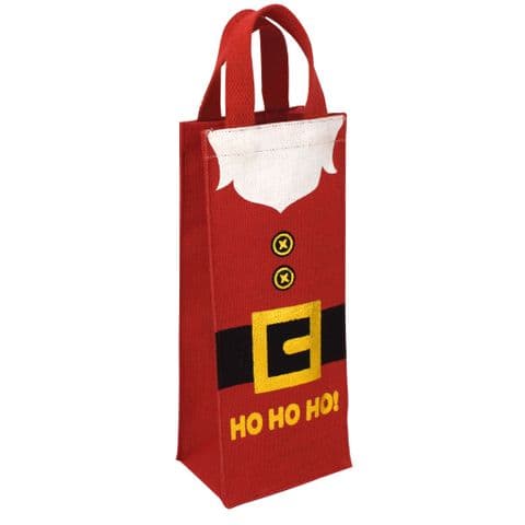 V49665 - HO HO HO!' Jute Bottle Tote - JBB442.20 6PK