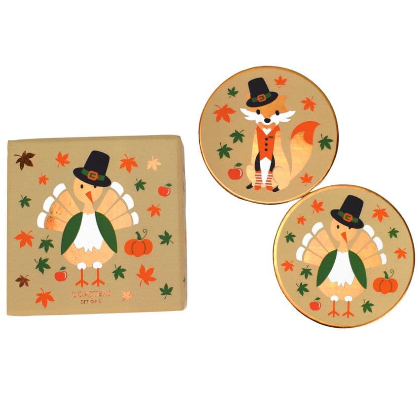 V49719 - Thanksgiving Turkey Coasters S/8 - COA382 4PK