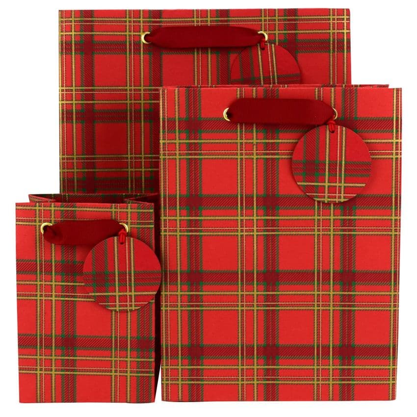 V49740; V49757; V49764 - Tartan Gift Bag & Tag - GBG430.20 10PK