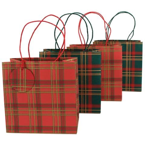 V49771 - Tartan Party Bags & Tags S/4 - GBGMPK430.20 4PK
