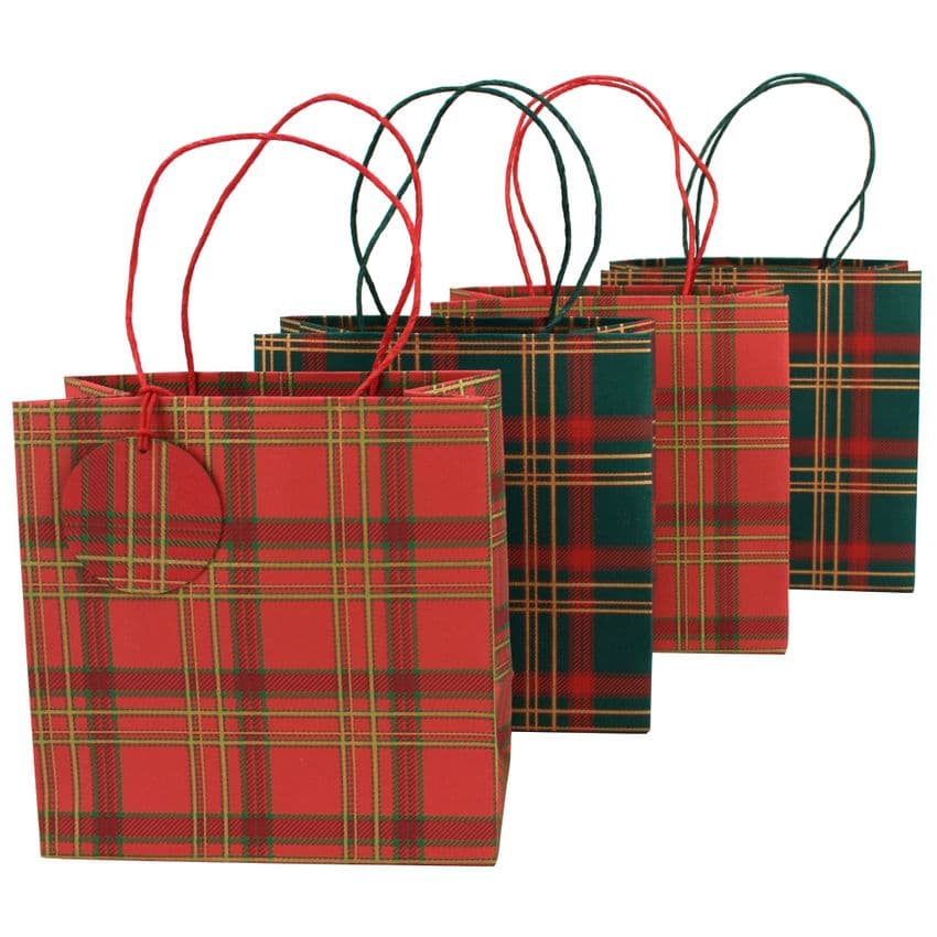V49771 - Tartan Party Bags & Tags S/4 - GBGMPK430.20 4PK