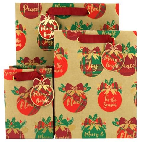 V49863; V49870; V49887 - Tartan Xmas Gift Bag & Tag - GBG431.100/20 10PK