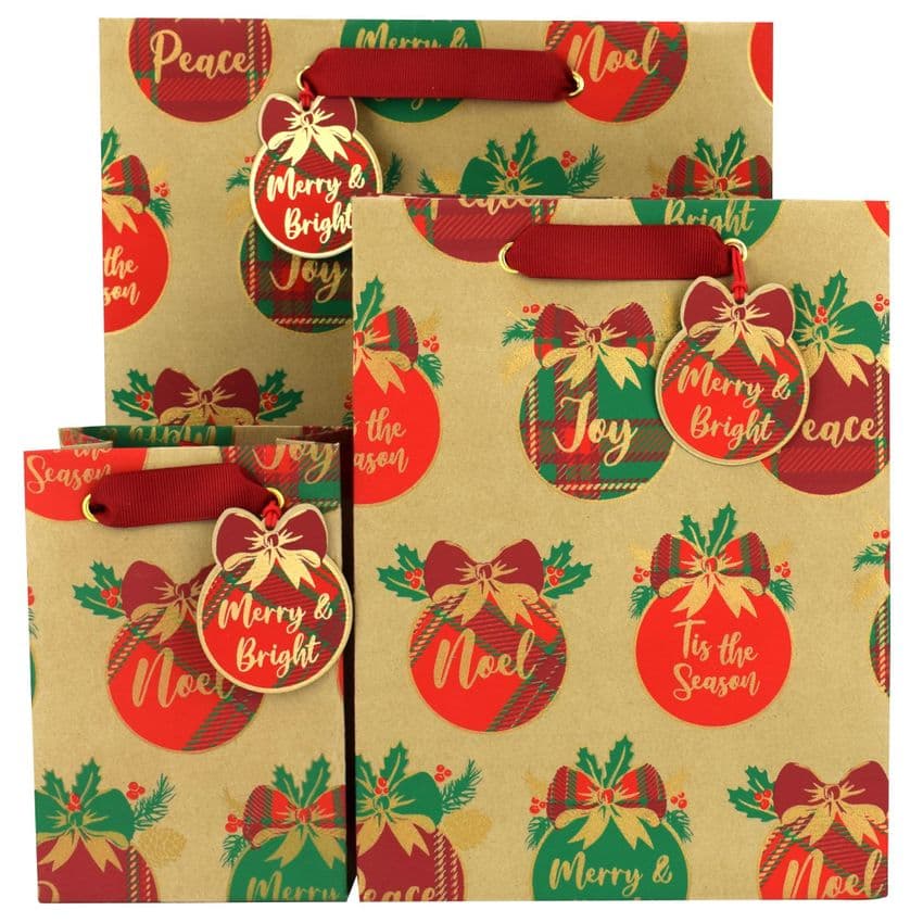 V49863; V49870; V49887 - Tartan Xmas Gift Bag & Tag - GBG431.100/20 10PK