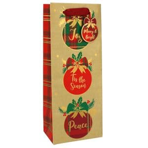 V49894 - Tartan Xmas Bottle Bag & Tag - GBG431B.100/20 10PK