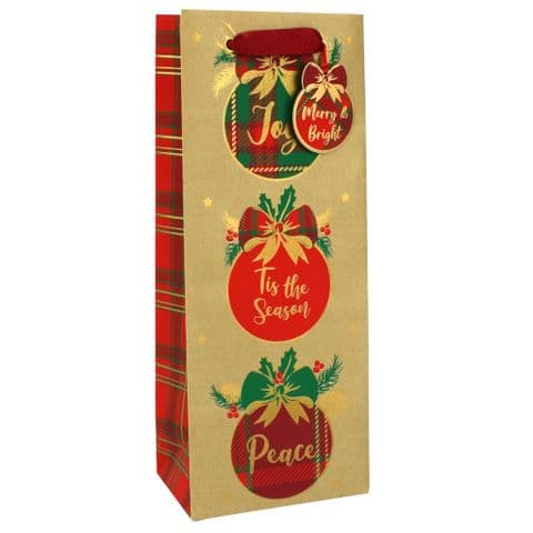V49894 - Tartan Xmas Bottle Bag & Tag - GBG431B.100/20 10PK