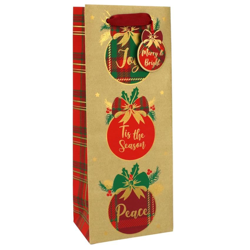 V49894 - Tartan Xmas Bottle Bag & Tag - GBG431B.100/20 10PK