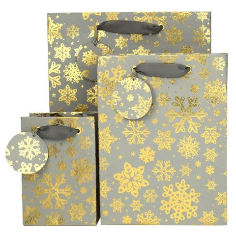 V50159; V50166; V50173 - Snowflake Gold Bag & Tag - GBG433.81/51 10PK
