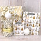 V50197; V50203; V50210 - Christmas Trees Gold Gift Bag & Tag - GBG324.00 10PK