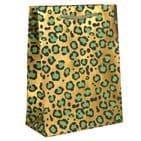 V502348; V50241; V5025 - Leopard Print Gold Gift Bag - GBG374.100 10PK