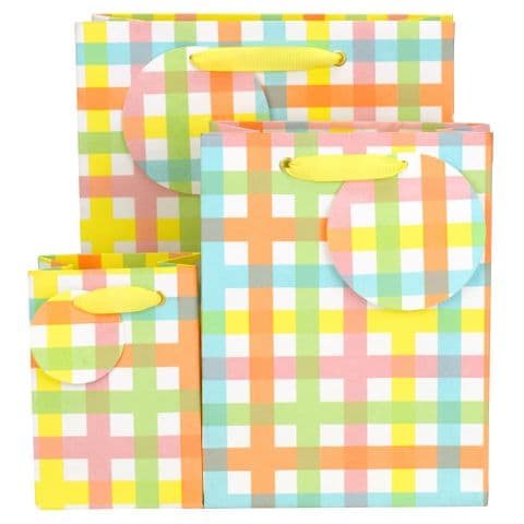 V51002, V51019, V51026 - Pastel Check Gift Bag & Tag - GBG474.00 10/PK