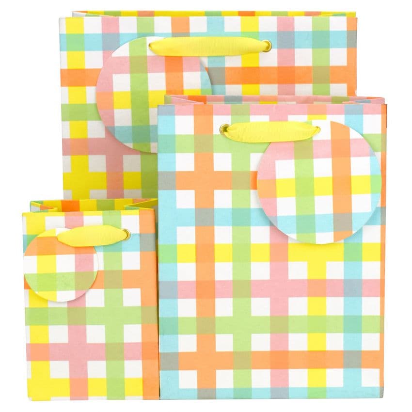 V51002, V51019, V51026 - Pastel Check Gift Bag & Tag - GBG474.00 10/PK