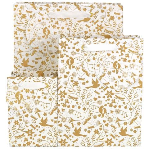 V51187, V51194, V51200 - Love Birds Gold Gift Bag & Tag - GBG259.00/51 10/PK
