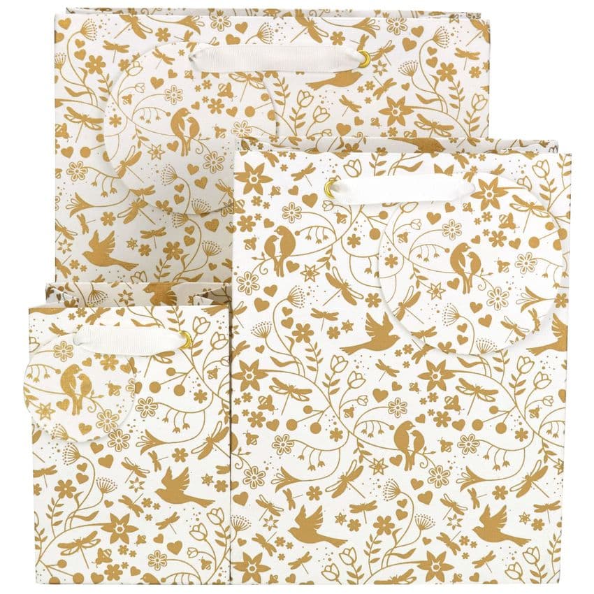 V51187, V51194, V51200 - Love Birds Gold Gift Bag & Tag - GBG259.00/51 10/PK