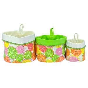 V51521 - Citrus Fruits Canvas Storage Pots S/3 - WCSP469 4/PK