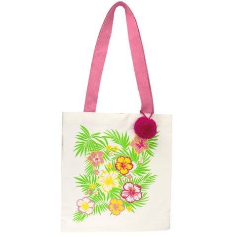 V51538 - Tropical Floral Canvas Market Tote - WCMB471 4/PK