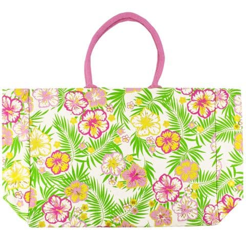 V51545 - Tropical Floral Canvas Tote - WCB471 4/PK