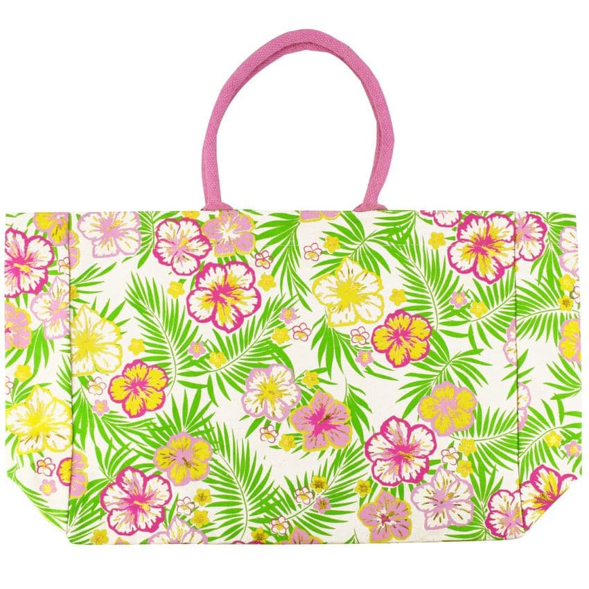 V51545 - Tropical Floral Canvas Tote - WCB471 4/PK