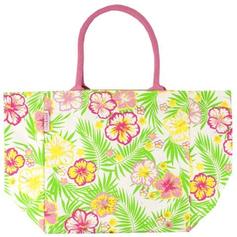 V51552 - Tropical Floral Canvas 6 Pocket Tote - WCGB471 4/PK