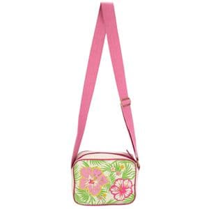 V51569 - Tropical Floral Canvas Crossbody Tote - WCCB471 4/PK