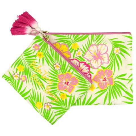 V51590 - Tropical Floral Canvas Pouches S/2 - WCP471S/M 4/PK
