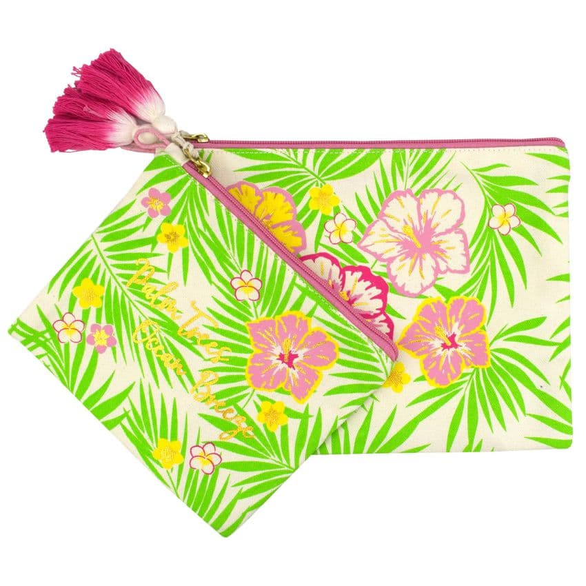 V51590 - Tropical Floral Canvas Pouches S/2 - WCP471S/M 4/PK