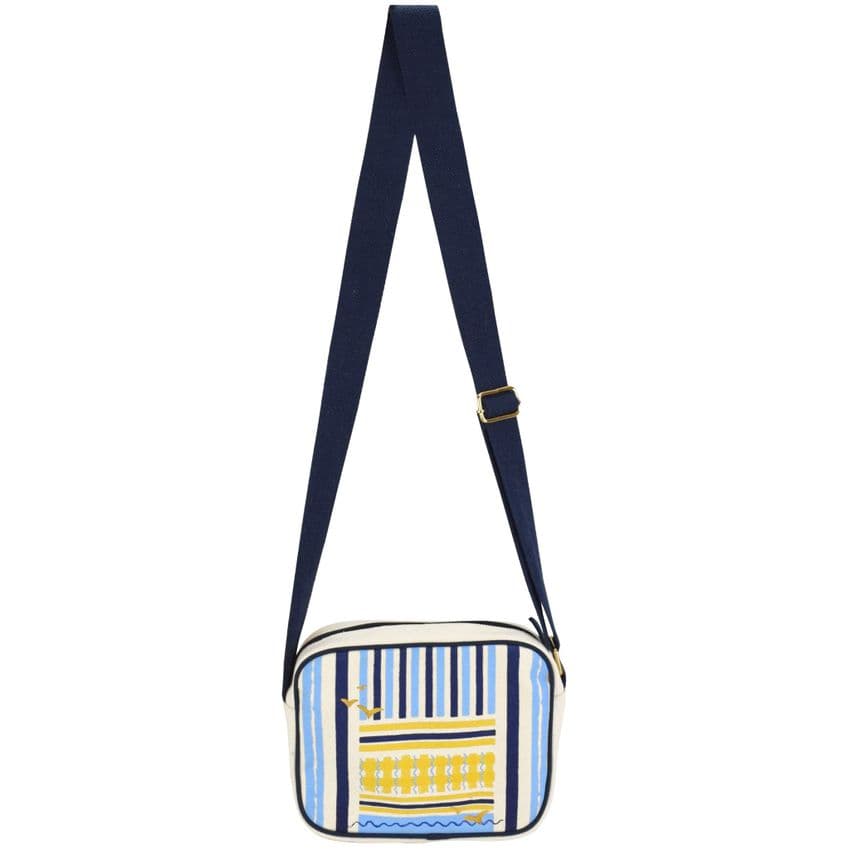 V51675 - Coastal Stripe Canvas Crossbody Tote - WCCB480 4/PK