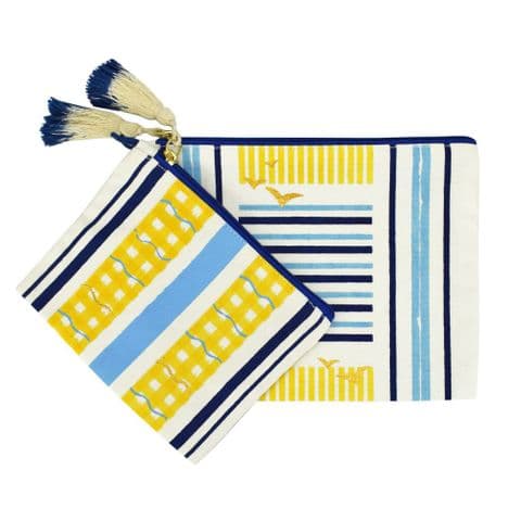 V51699 - Coastal Stripe Canvas Pouches S/2 - WCP480S/M 4/PK